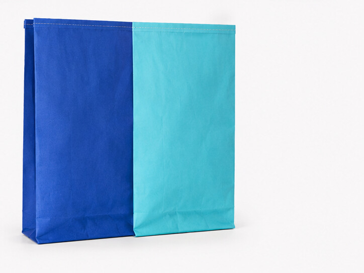 L-stitched laminated paper bags in two colours