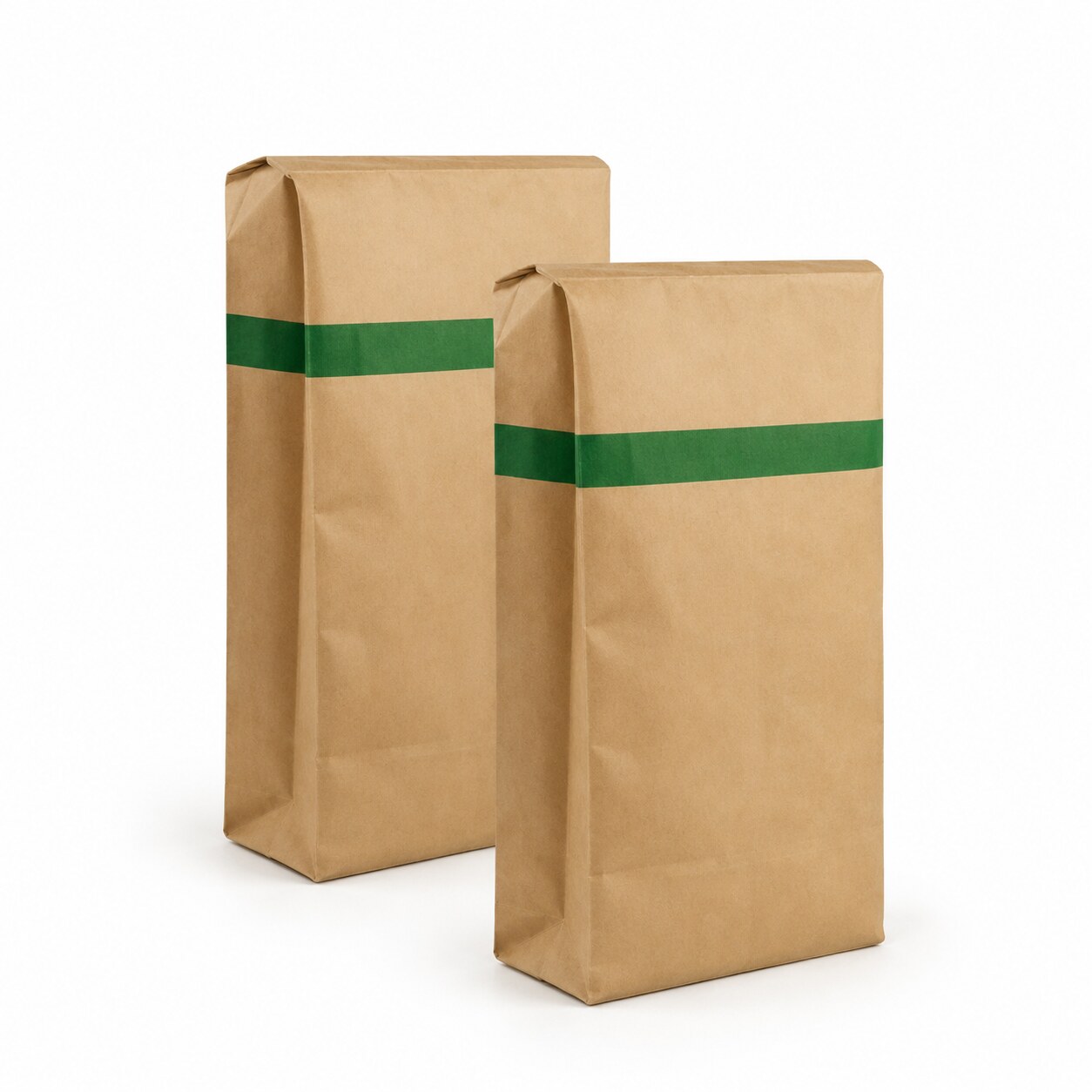 Pinched bottom paper bags with coloured band